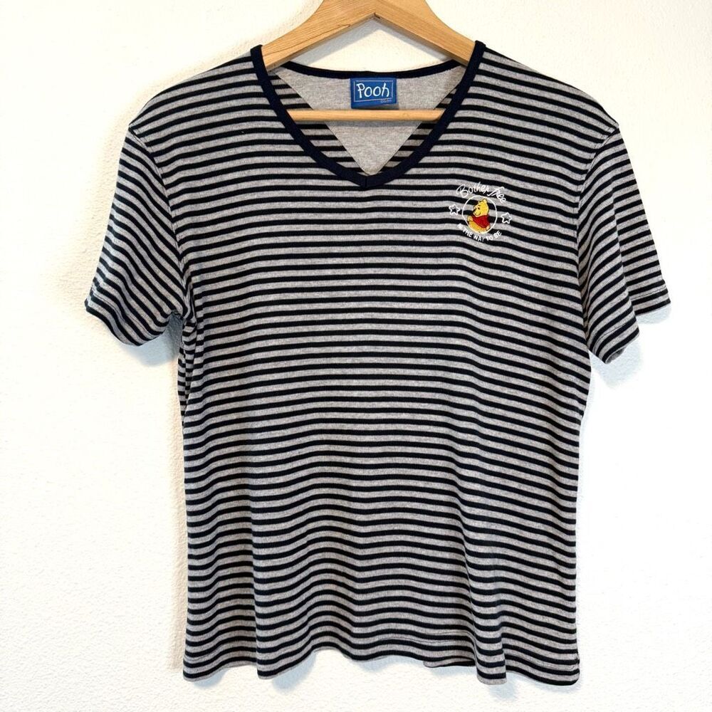 Vintage 90s Winnie the Pooh Embroidered another Free is the Way to Be Striped Te